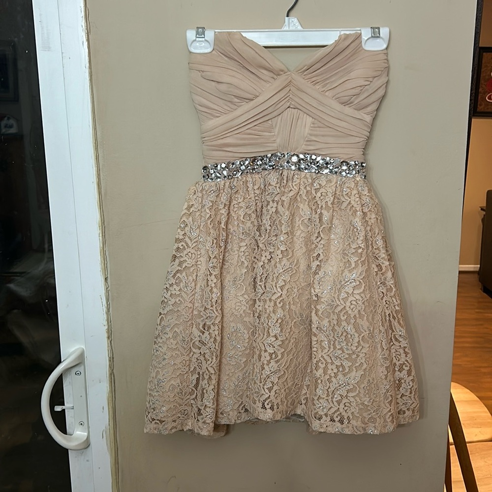 Stunning strapless bejeweled party dress